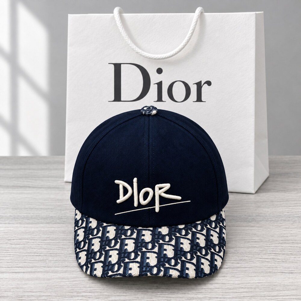 Dior Navy Jacquard Baseball Cap